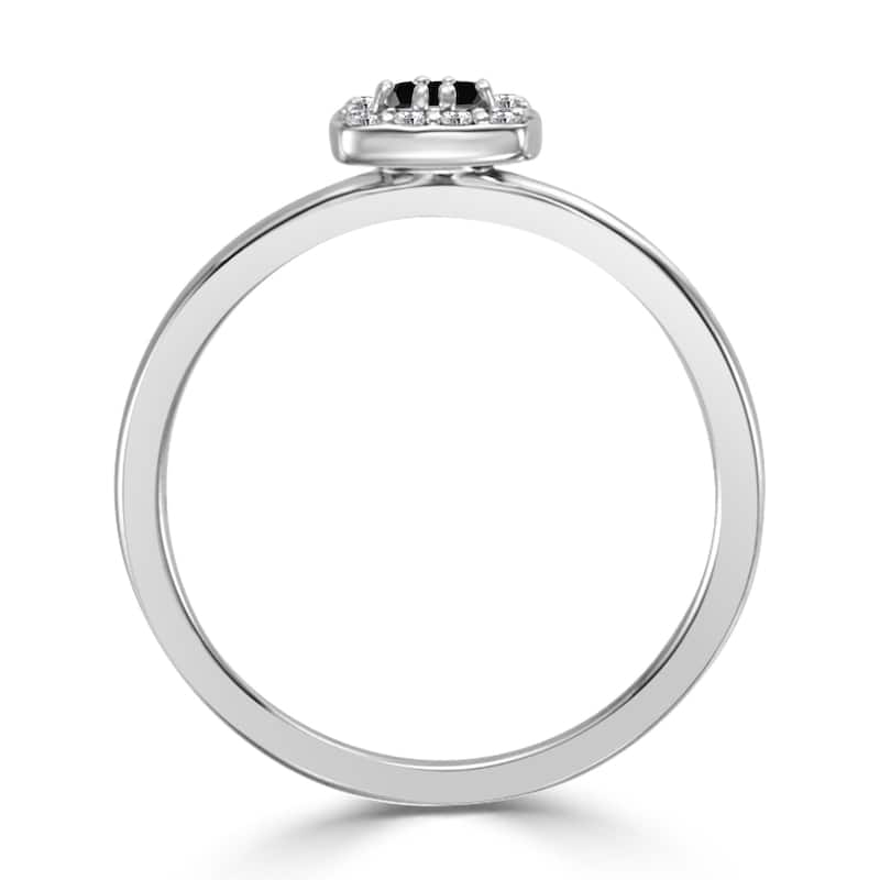 10K Gold Princess-Cut 1/4ct TDW Accent Black Diamond Halo Promise Ring by Auriya