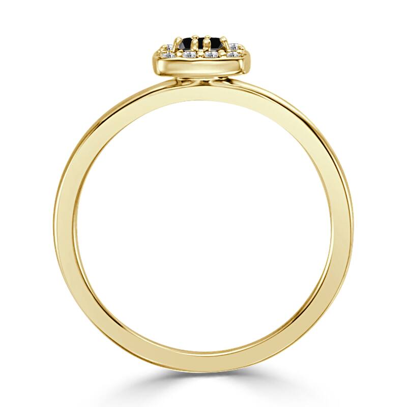 10K Gold Princess-Cut 1/4ct TDW Accent Black Diamond Halo Promise Ring by Auriya