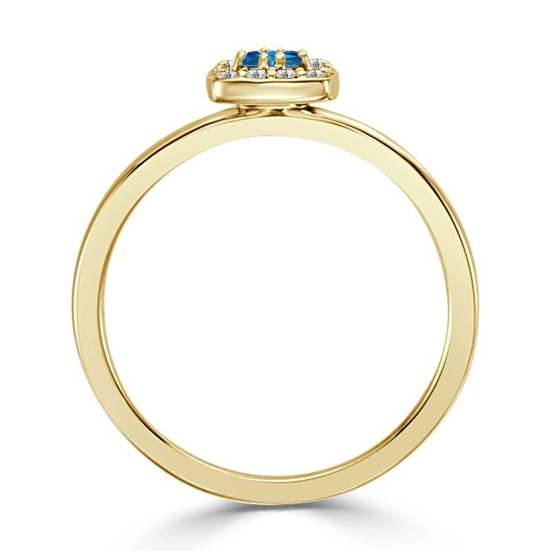 Auriya 1/4ctw Princess Cut Blue Sapphire and Halo Diamond Engagement Ring 10k Gold