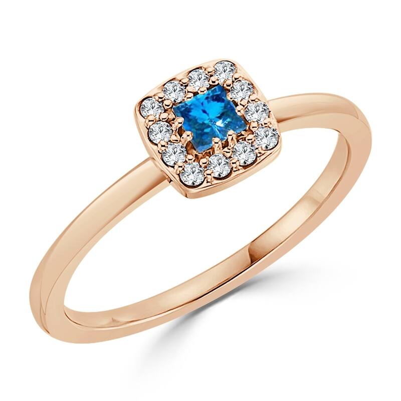 Auriya 1/4ctw Princess Cut Blue Sapphire and Halo Diamond Engagement Ring 10k Gold - 9.5 - White