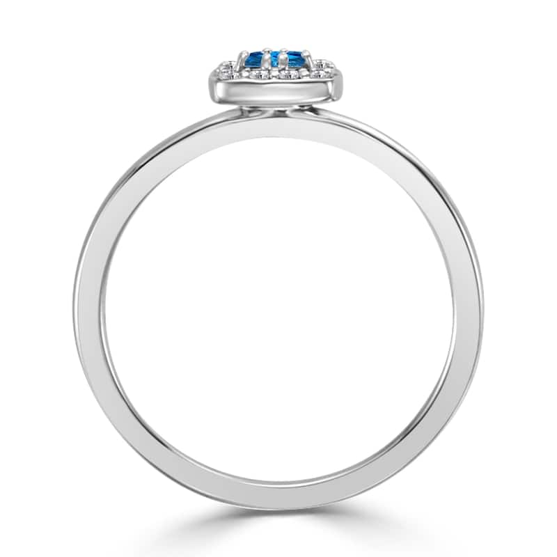 Auriya 1/4ctw Princess Cut Blue Sapphire and Halo Diamond Engagement Ring 10k Gold