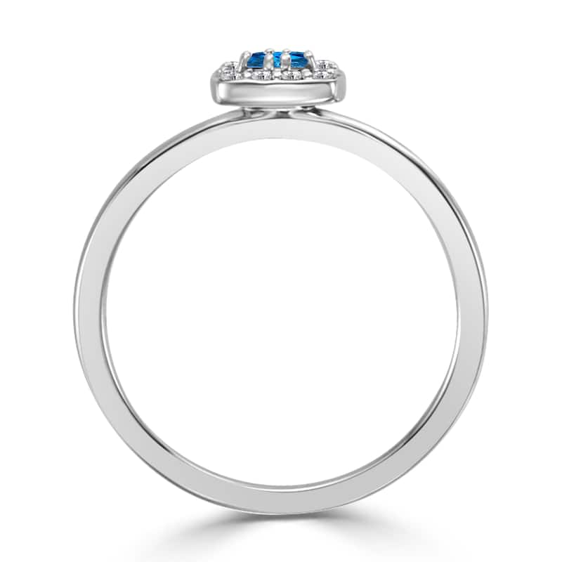 Auriya 1/4ctw Princess Cut Blue Sapphire and Halo Diamond Engagement Ring 10k Gold