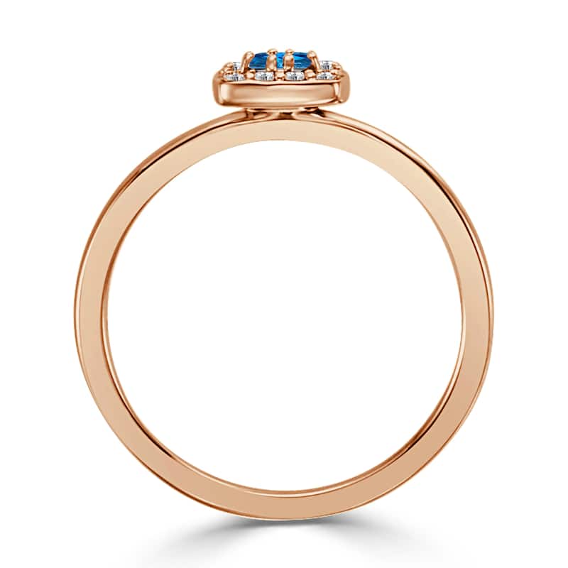 Auriya 1/4ctw Princess Cut Blue Sapphire and Halo Diamond Engagement Ring 10k Gold