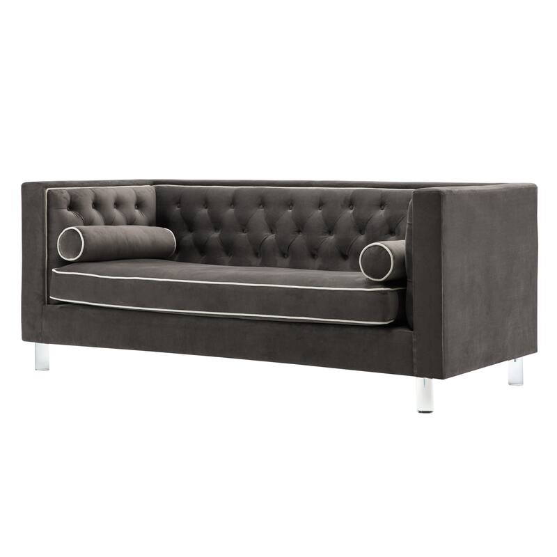 AC Pacific Victoria Collection Modern Style Luxurious Polyester Velvet Upholstered Tufted Living Room Loveseat