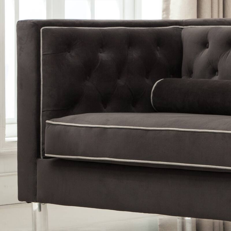 AC Pacific Victoria Collection Modern Style Luxurious Polyester Velvet Upholstered Tufted Living Room Loveseat