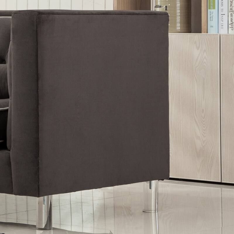 AC Pacific Victoria Collection Modern Style Luxurious Polyester Velvet Upholstered Tufted Living Room Loveseat