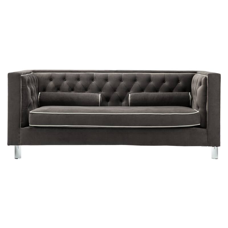 AC Pacific Victoria Collection Modern Style Luxurious Polyester Velvet Upholstered Tufted Living Room Loveseat