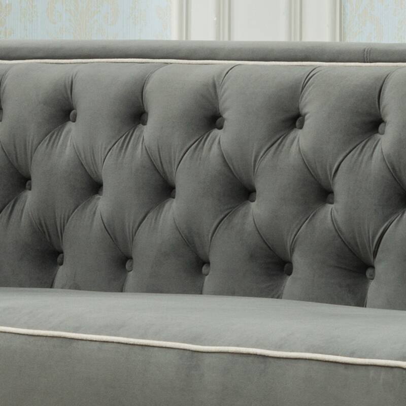 AC Pacific Victoria Collection Modern Style Luxurious Polyester Velvet Upholstered Tufted Living Room Loveseat