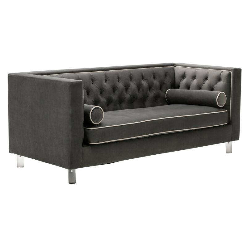 AC Pacific Victoria Collection Modern Style Luxurious Polyester Velvet Upholstered Tufted Living Room Loveseat