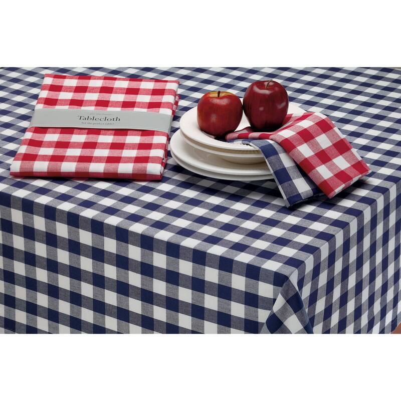 Navy Checkered Tablecloth
