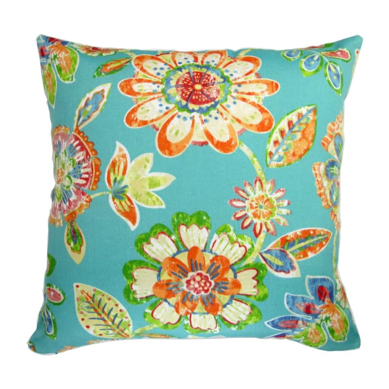 18-inch Indoor/Outdoor Daelyn Opal Tropical Island Hawaiian Beach Flower in Teal - Throw Pillow (Set of 2)