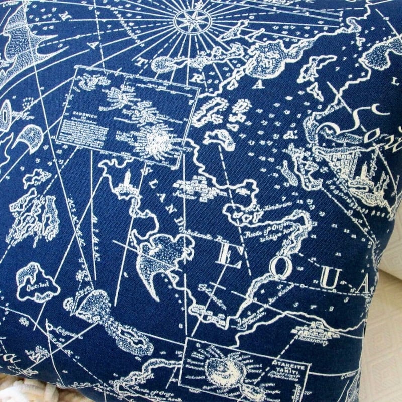 Artisan Pillows 18-inch Indoor/Outdoor Coastal Beach Home South Seas Nautical in Navy Blue - Throw Pillow (Set of 2)