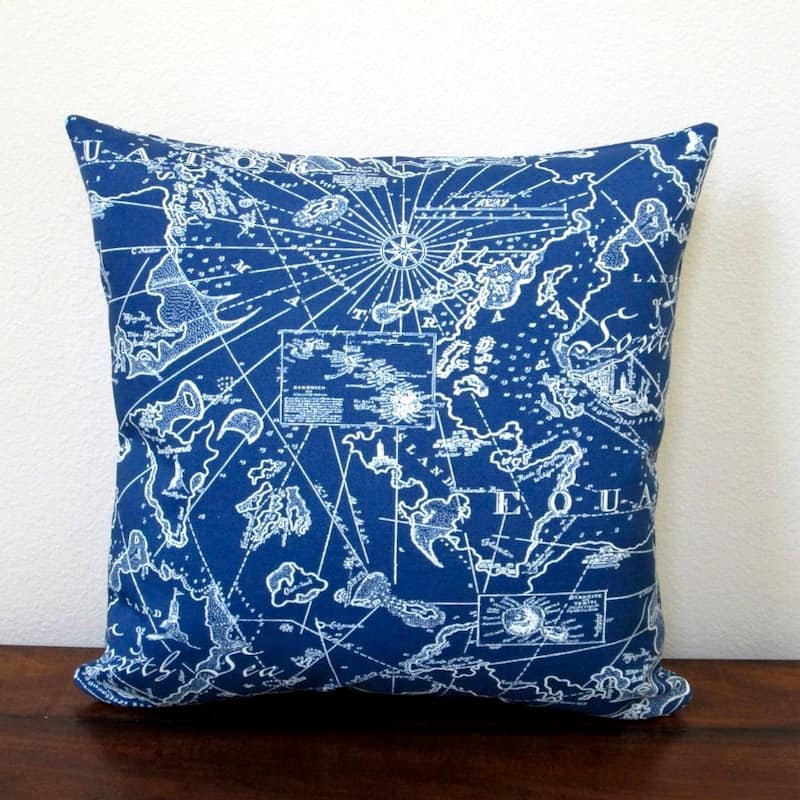Artisan Pillows 18-inch Indoor/Outdoor Coastal Beach Home South Seas Nautical in Navy Blue - Throw Pillow (Set of 2)