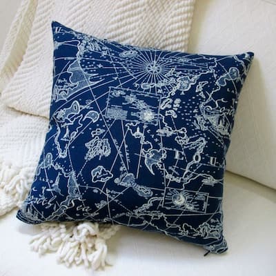 Artisan Pillows 18-inch Indoor/Outdoor Coastal Beach Home South Seas Nautical in Navy Blue - Throw Pillow (Set of 2)