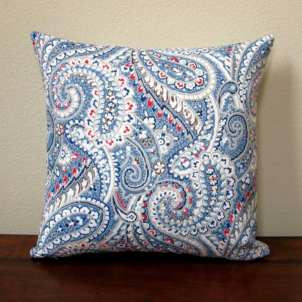 Artisan Pillows 18-inch Indoor/Outdoor Geometric Paisley in Blue Red - Pillow Cover Only (Set of 2)