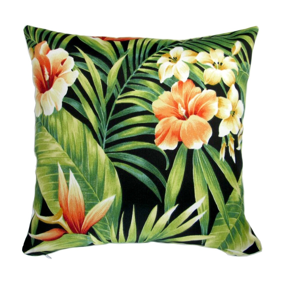 HOSNYE Tropical Tree Throw Pillow Cover Flowers of Hibiscus Blooming Ginger Palm Leaves Parrot Ara and Toucan Linen Fabric for Couch Bed Sofa Car Waist Cushion Cover 12 x 20 inch 