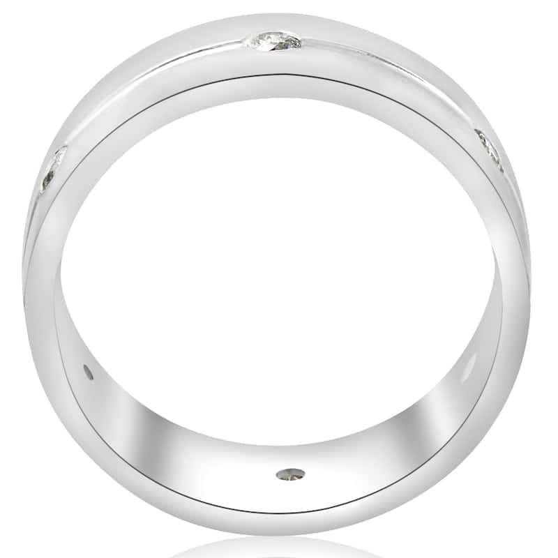 14K White Gold 1/2ct Diamond Mens 8mm Flat High Polished Comfort Fit Wedding Band (G-H,SI2-I1)