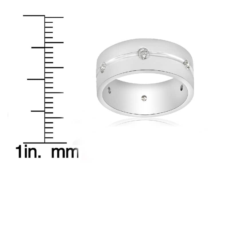 14K White Gold 1/2ct Diamond Mens 8mm Flat High Polished Comfort Fit Wedding Band (G-H,SI2-I1)