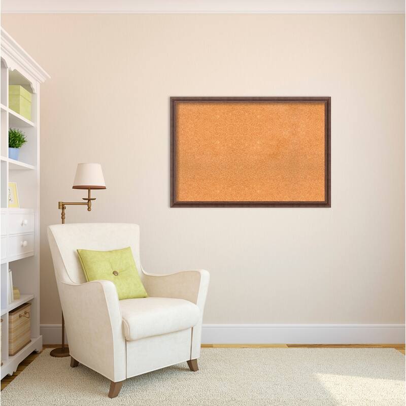 Framed Cork Board, Distressed Rustic Brown