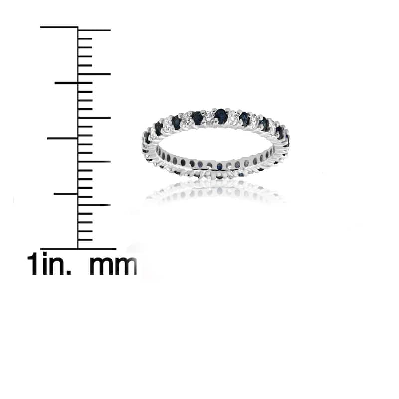 14k White Gold 1/2ct Blue Sapphire Diamond Wedding Band Stackable Eternity Ring (I-J,I2-I3)