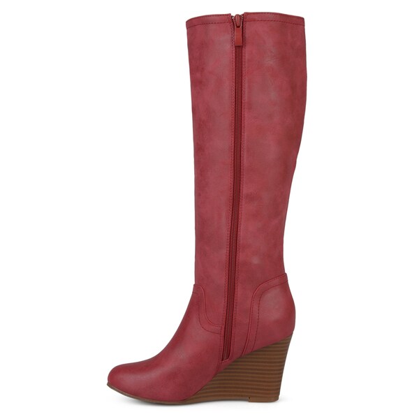 womens mid calf wedge boots