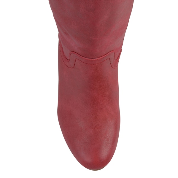 red wide calf boots