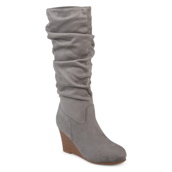 womens grey wedge boots