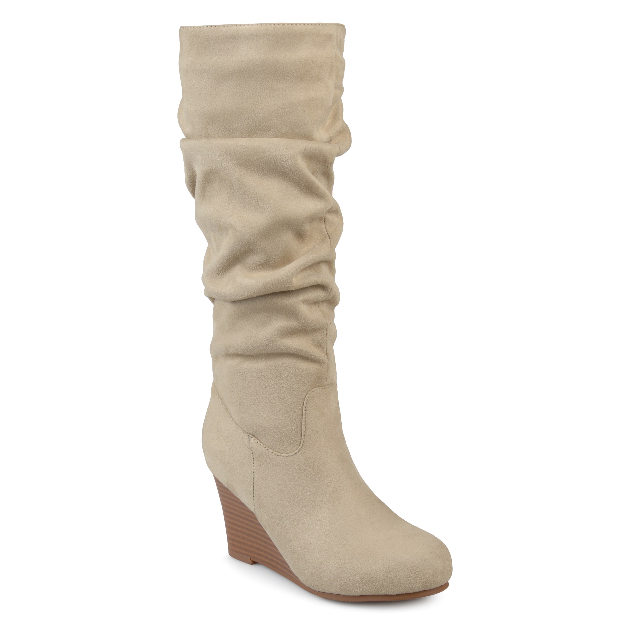 wide calf slouch suede boots