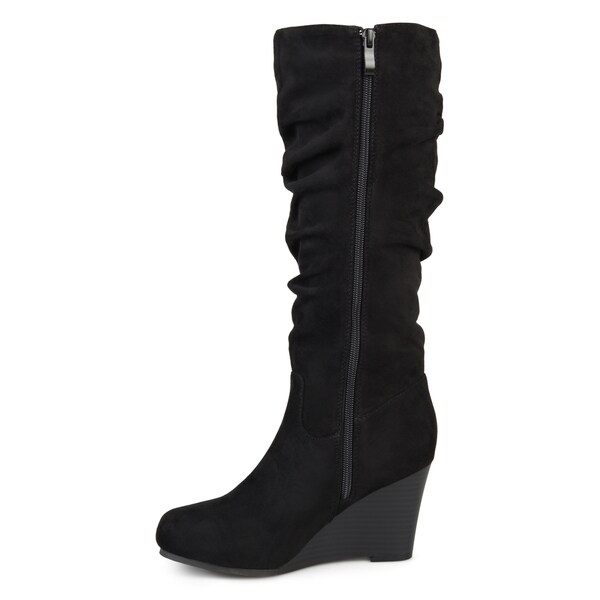 black wedge calf boots