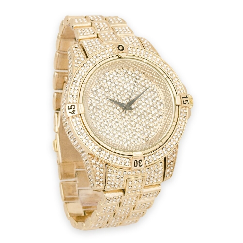 mens gold watch and bracelet set