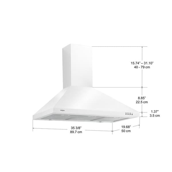 white chimney style range hood