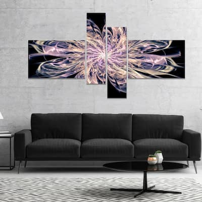 Designart "Blue Fractal Flower Petals" Floral Art Canvas Print - Blue