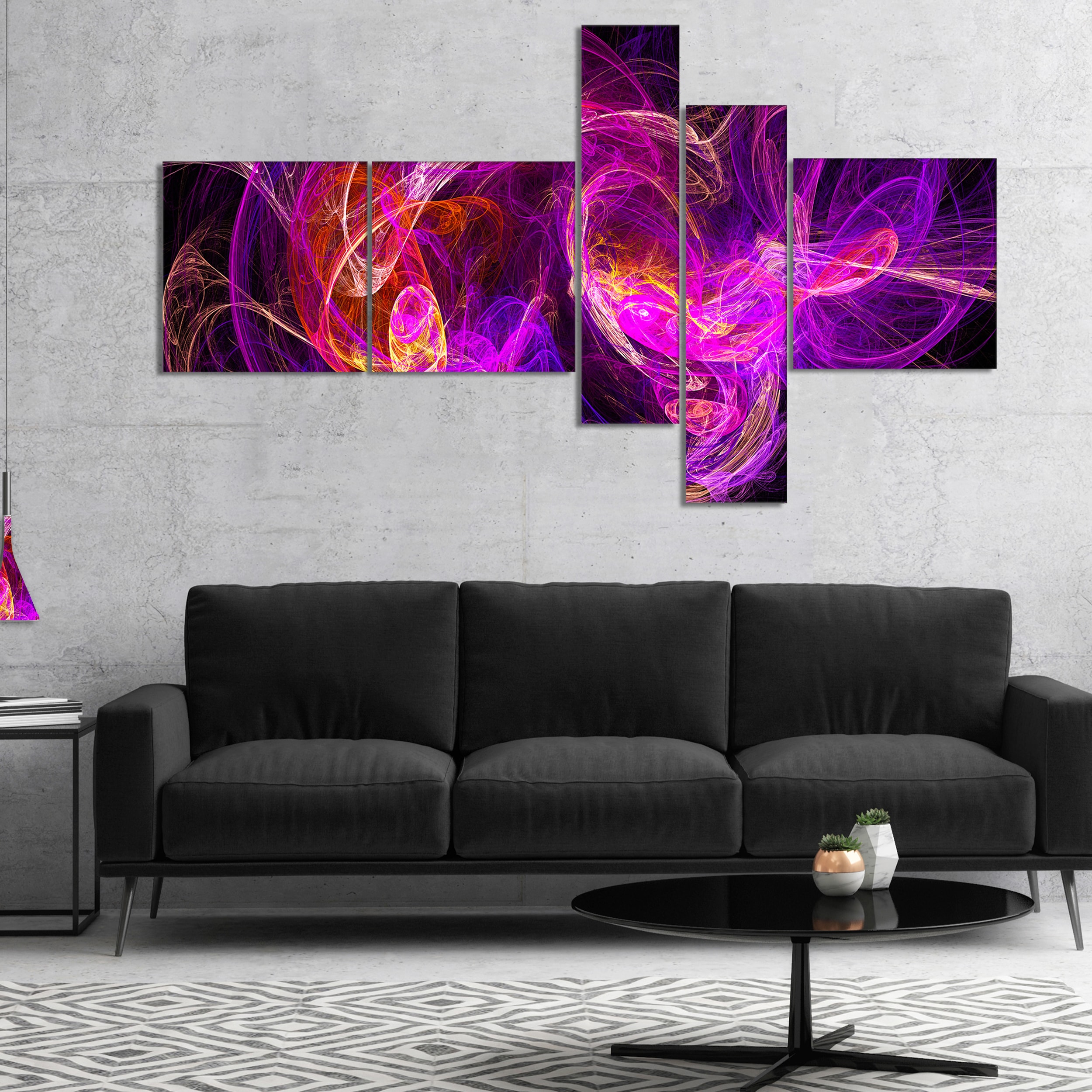 Designart Colored Smoke Blue Purple Abstract Canvas Art Print Overstock 17013393