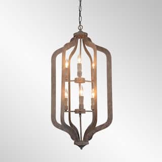 Esther Antique Bronze 6-Light Medium Chandelier by Kosas Home - 38hx18wx18d