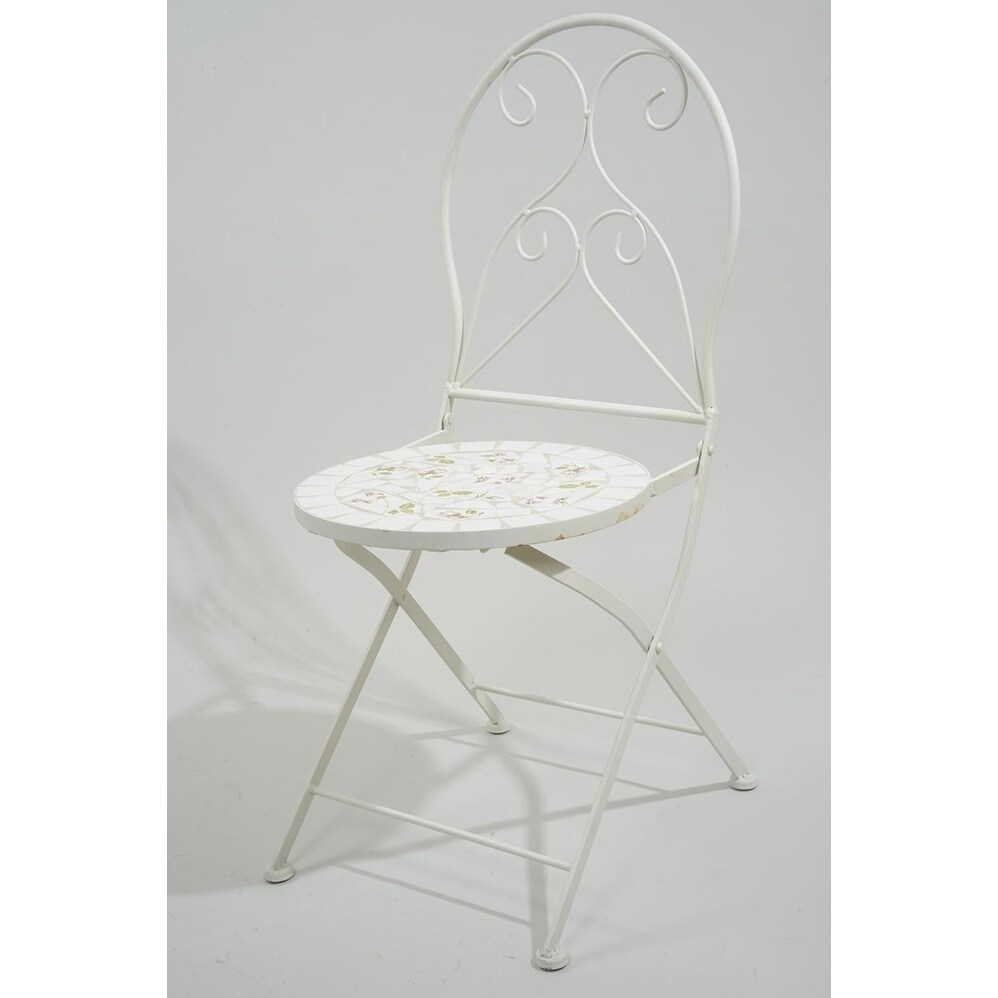 36 Vintage Rose Floral Mosaic Outdoor Patio Garden Round Folding Chair Overstock 17015278
