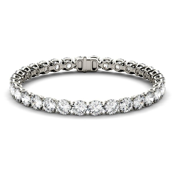 Charles Colvard 14k White Gold 16ct Dew Round Forever Charles Colvard 14k White Gold 16ct Dew Round Forever Brilliant Moissanite Tennis Bracelet