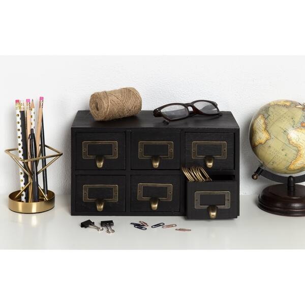 Kate and Laurel Apothecary Wood Desk Drawer Set, 6 Drawers Bed Bath