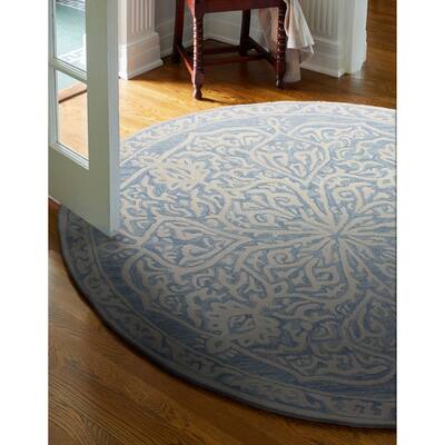 Bashian Newport Blue Hand Tufted Transitional Area