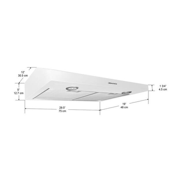 Ancona Slim SDW330 30 in. Range Hood in White Bed Bath