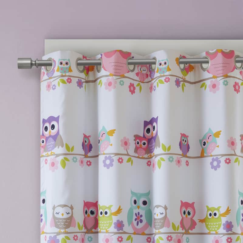 Intelligent Design Kids Noctural Nellie Owl Printed Blackout Grommet Curtain Panel