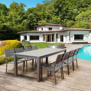 Atlantic Oscar 9-piece Grey Aluminum Patio Dining Set With Sidechair