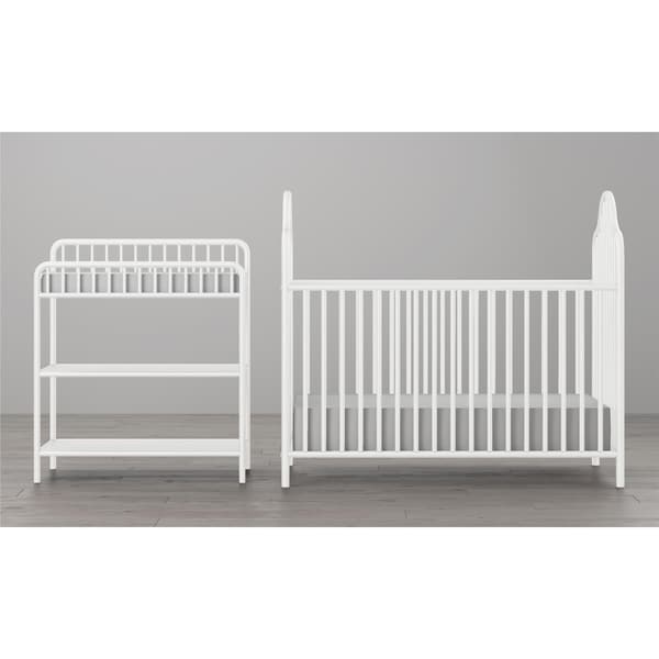 metal crib and changing table