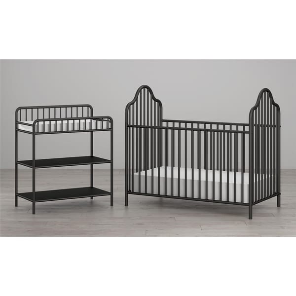 metal crib and changing table