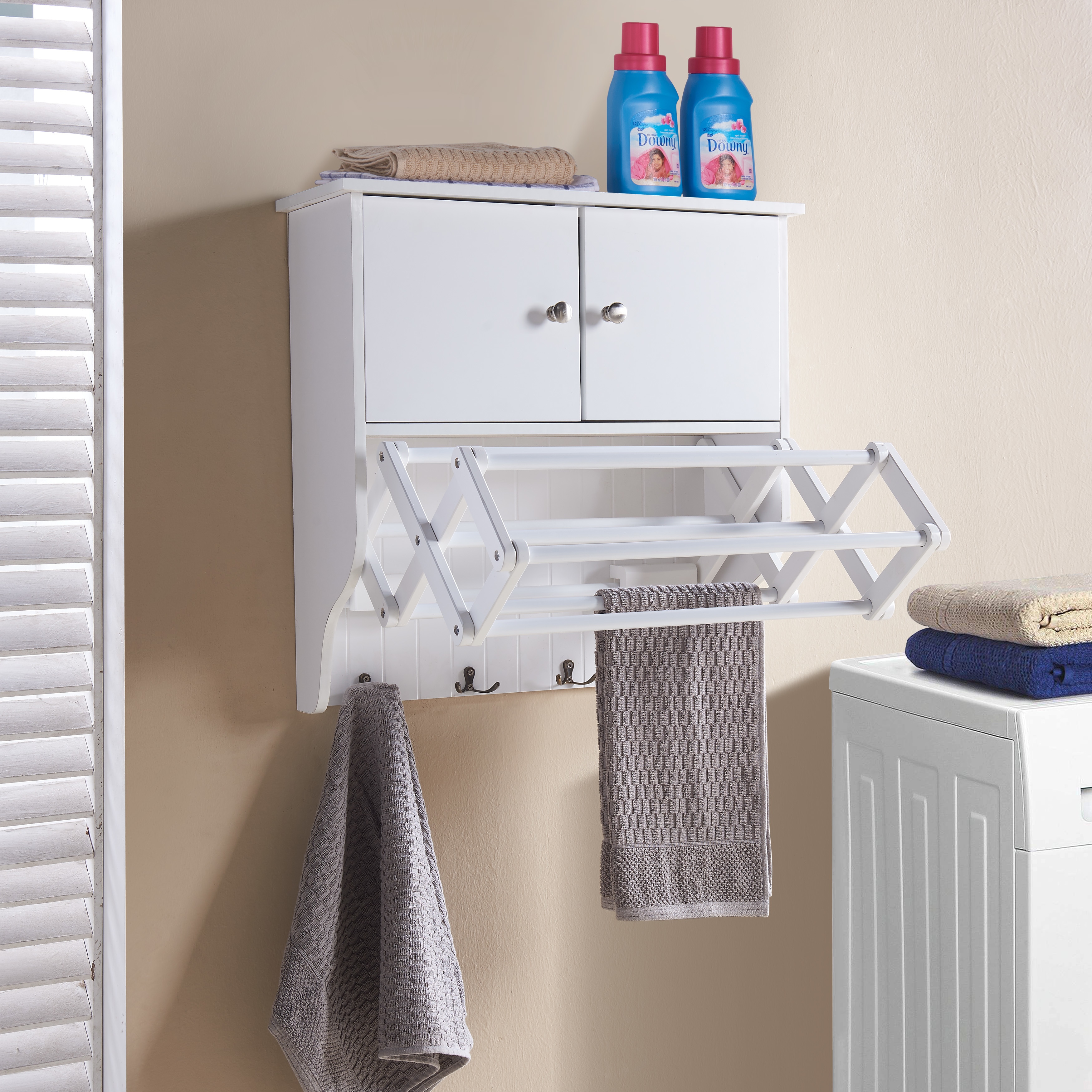 Retractable Clothes Drying Rack with Template Wall Mount, Mesh