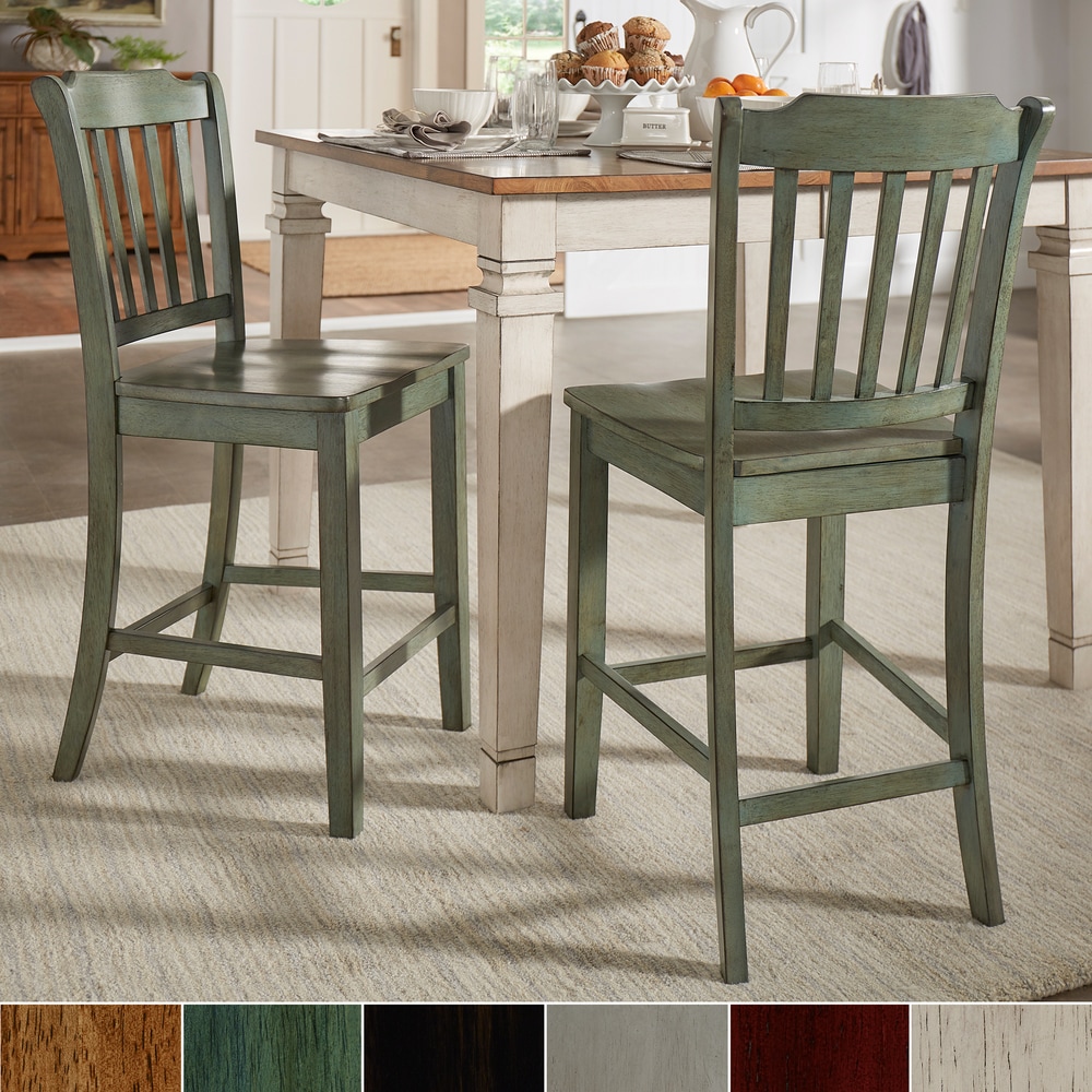 Eleanor Slat Back Wood Counter Chairs (Set of 2) by iNSPIRE Q Classic