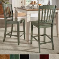 Eleanor Slat Back Wood 24 in. Counter Chair (Set of 2) by iNSPIRE Q Classic