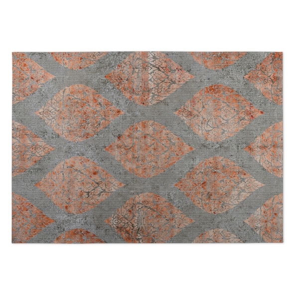 Kavka Designs Grey/ Orange Ascent Indoor/Outdoor Floor Mat ( 5' X 7' ) - 5' x 7'