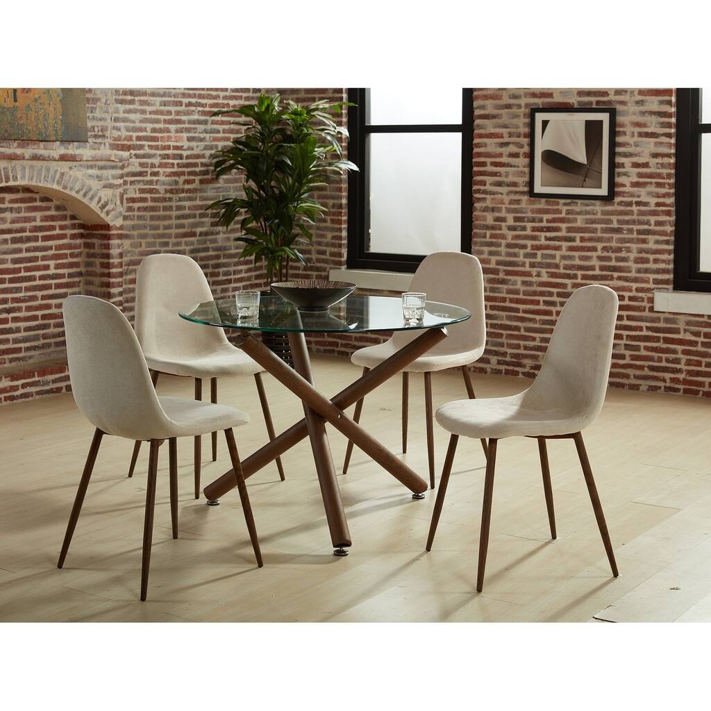 5 Pc Round Contemporary Dining Set - Overstock - 17024630