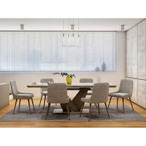 7 Pc Contemporary Dining Table Set with Butterfly Leaf