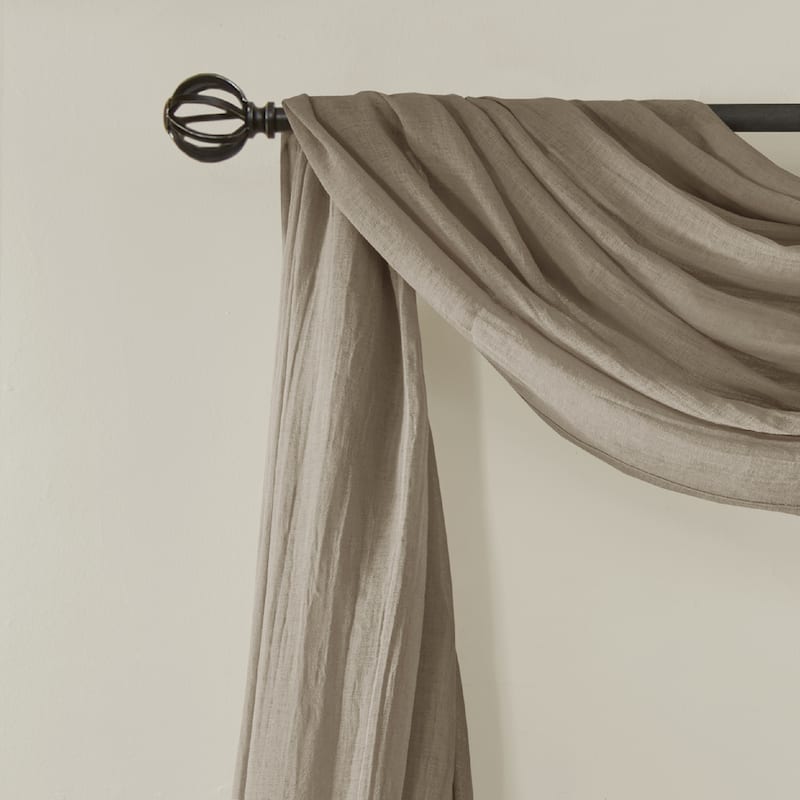 Madison Park Kaylee Solid Lightweight Crushed Sheer Curtain Scarf